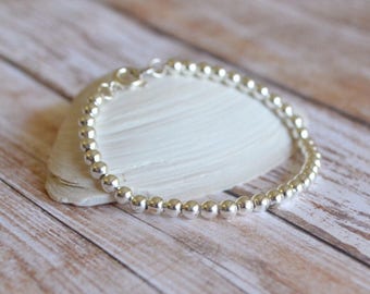 Silver bracelet, dainty silver bracelet, womens bracelet, silver bead bracelet, gifts for her, beaded bracelet, silver jewelry, sterling