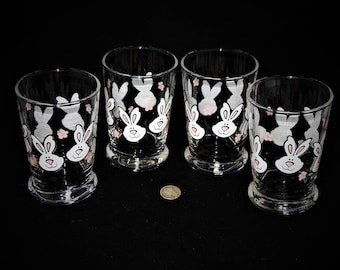 Vintage Bunny Juice Glasses, Set of Four