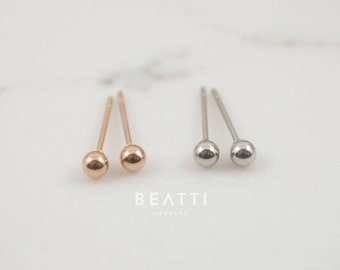 Tiny 2mm/3mm Ball Earrings, Surgical Steel Earring, Tiny Stud, hypoallergenic earrings, tiny stud earring, minimal earring