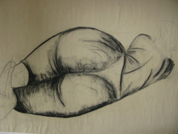 An Original Life Drawing of the Female Form using Pencil and