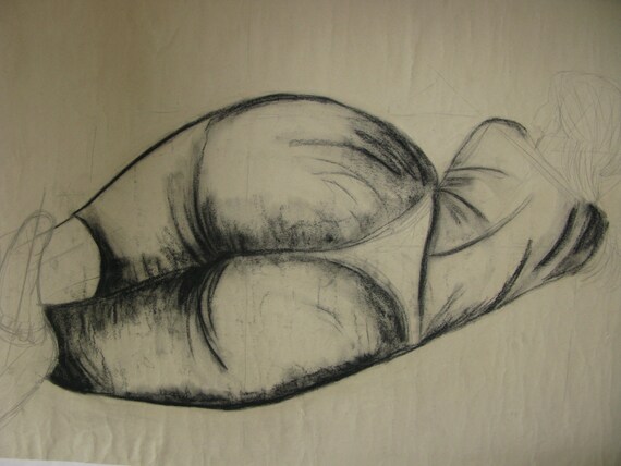 An Original Life Drawing of the Female Form using Pencil and