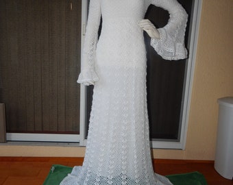 hand crocheted WEDDING DRESS and SHAWL