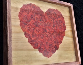 roses heart shaped bouquet print