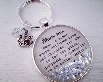 Glam-ma definition keychain, Grandma keychain, Glam-ma gift, new grandma gift, Glamma keychain, Glam-ma definition, sparkle keychain