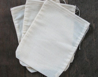 50 6x8 Natural Cotton Muslin Drawstring Bags