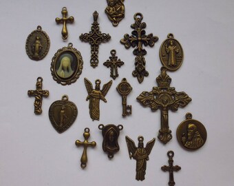 Vintage religious/christian/catholic pendants, charms & trinkets