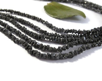 Rough Black Diamond Nuggets, 7.5 Inches of Raw Diamond Beads, 1.5mm - 4mm Diamond Beads, Drilled Bead, Jewelry Supplies (S-Di4)