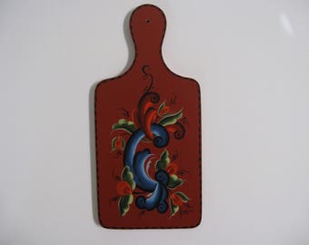 Norwegian Rosemaling on a decorative breadboard