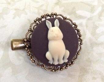 NEW! Round Briar Rabbit Filigree Alligator Hair Clip