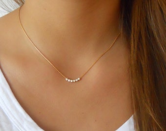 Gold Filled Necklace With Sterling Silver Beads; Minimal Gold Filled Necklace; Dainty Gold Necklace; Delicate Layering Gold Necklace;