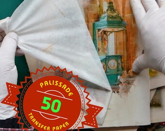 50 Sheets of Image transfer paper for using on wood, canvas and lots more - transfer is made by acrylic Gel Medium -