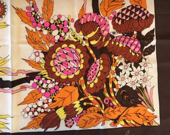Bold Vintage 70s Floral Silk Scarf Bellotti Italy