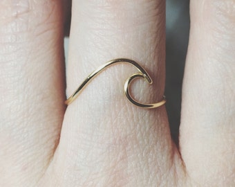 Sterling silver Wave Ring/gold filled/surf/ocean wave ring/ocean ring/surfing/wire/surfer girl/beach jewelry/silver wave ring/gold wave ring