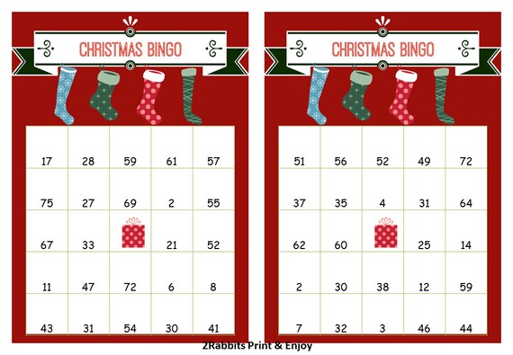 Items Similar To 40 Printable Christmas Bingo Cards Prefilled With items-similar-to-40-printable-christmas-bingo-cards-prefilled-with