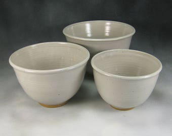 Bowl White Nesting Bowl Set Ceramic Serving Bowl Hand Thrown Stoneware Pottery Bowl Set 12