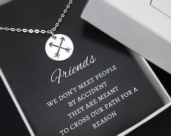 Friendship Necklace, Best Friend Necklace Sterling Silver, Crossed Arrows Necklace, Friendship Jewelry, BFF Gift