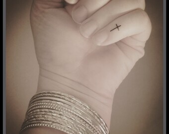 Tiny cross temporary tattoos fake tattoos small cross tattoo religious tattoos set of 20