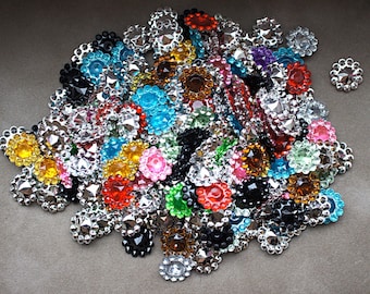 25pcs Grab Bag 11mm acrylic rhinestones - Mini Acrylic Buttons - Flower center - 11mm Button - Wholesale Buttons - rhinestone embellishment