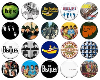 20x The Beatles Band Rock Pop 60s Psychedelia John Lennon Paul McCartney George Harrison Ringo Starr 25mm / 1 Inch D Pin Button Badges