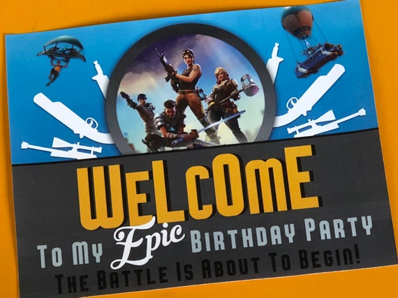 fortnite party welcome sign - fortnite birthday invitations free
