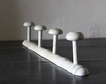 Vintage French Coat Hook Hat Rack French Faux Bamboo Gray Shabby Chic Upcycled