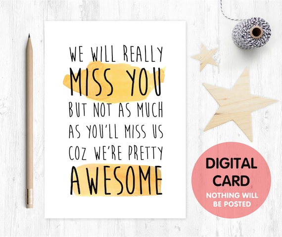 coworker leaving card printable funny colleague retirement card we will miss you job promotion moving house emigrating awesome
