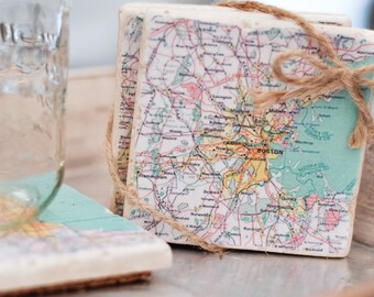 Custom City Map Coasters / Bulk pricing available / Pastel Colors