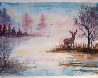 Landscape with a river in the forest
