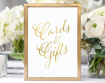 Wedding Cards and Gifts Sign Gold Wedding Reception Sign Rustic Wedding Decor Cards and Gifts Wedding Sign Wedding Decorations Gold Wedding