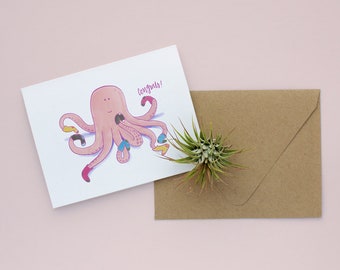 Octo-Congrats - Congratulations Card, Congrats Card, Octopus Greeting Card, Animal Greeting Card, Funny Card, Cute Card