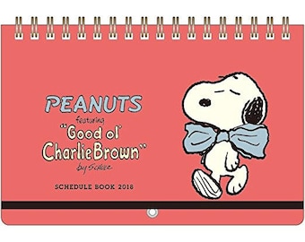 Snoopy 2018 Calendar and Notepad - Red - Wall Calendar B6 Size By Sunstar
