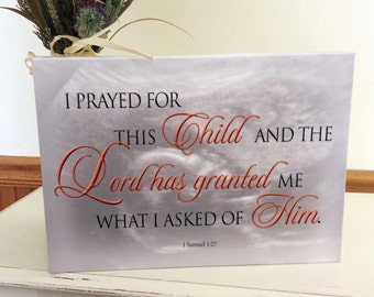 For this child I have prayed wall art - Canvas Print, Wall Decor - 1 Samuel 1:27 - Christian Decor - Background Ultrasound