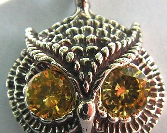 Sterling Silver Owl Ring With Citrine Eyes