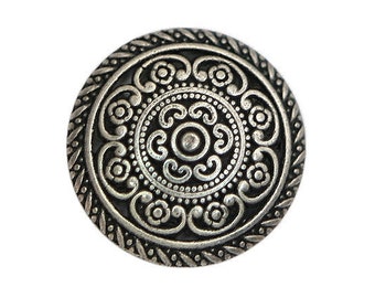 4 Cordes 3/4 inch ( 20 mm ) Metal Buttons Silver Color