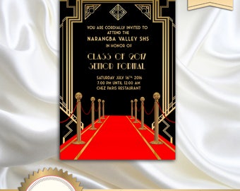 great gatsby style art deco prom invitation 1920 s
