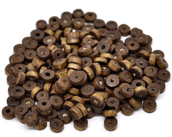 50 Wood Beads - Natural Wooden Spacer Rondelle Beads -BD680