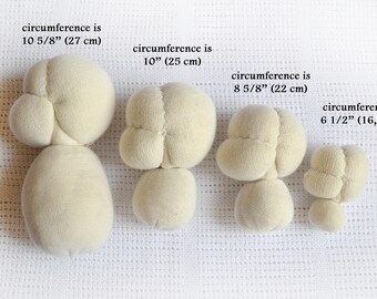 Pre made head for create Waldorf dolls. 6 sizes. Free worldwide shipping