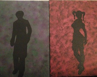 Harley Quinn and Joker Silhouettes Paintings