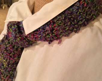 Hand knitted beaded scarf