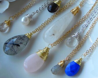 Simple Gemstone Necklace Minimalist Gift for Her Tiny