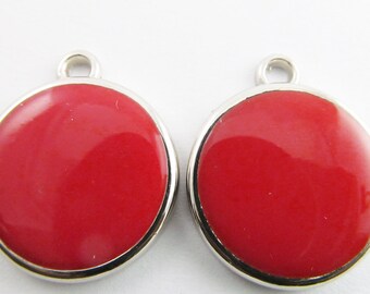 6 Vintage 27mm Red Pendants Charms Drops Pd261