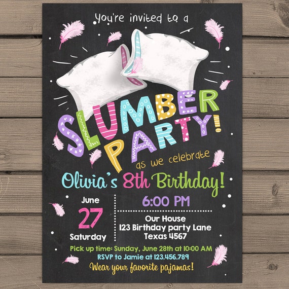 Party Invitations To Print At Home Sleep Over 6
