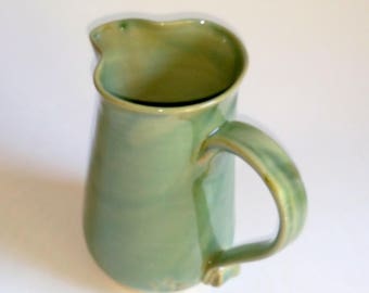 Green Ceramic Pitcher - Wheel Thrown Pottery
