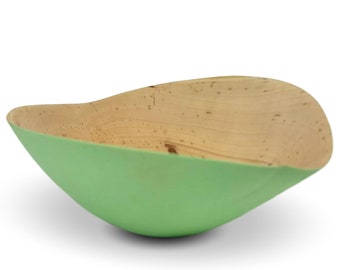 Colorful Wood Bowl - Apple Wood Bowl - Handmade Wood Bowl - Green Bowl
