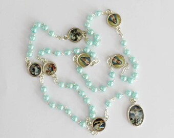Rosary Our Lady The Seven Sorrows Light Blue Pearl Beads Mater Dolorosa Servite Rosary