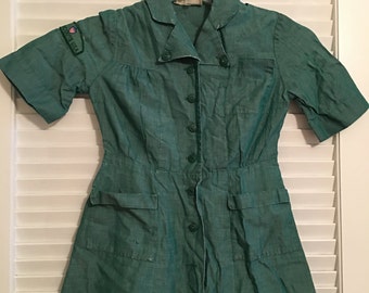 Vintage Official Girl Scout Dress/Original Patch/Original Buttons