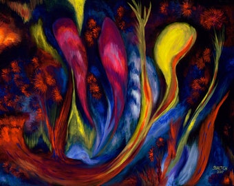 Fire Flowers Prints from Orginal Acrylic on Canvas
