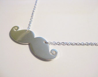 Silver Mustache Chain Necklace