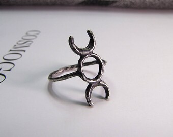 Dreifache Göttin Ring-Mond phase Ring-okkulte Mond Ring-Gothic Mond Ring-esoterischen Wicca Ring-Wicca Mond Phasen-Cresent Mond-Mondstein.