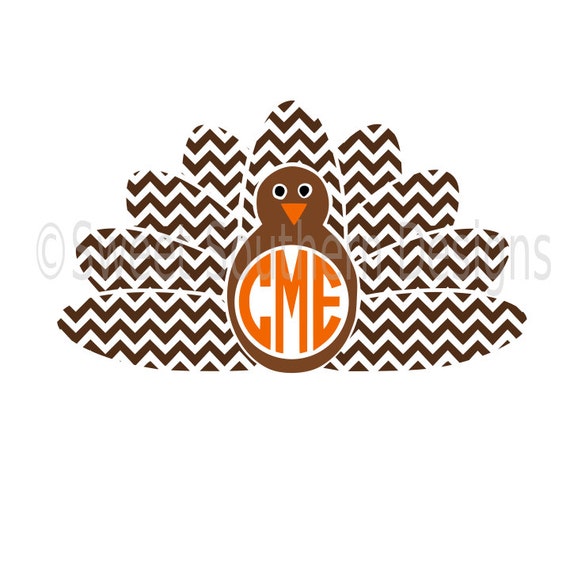 Download Items similar to Turkey chevron monogram Thanksgiving SVG instant download design for cricut or ...